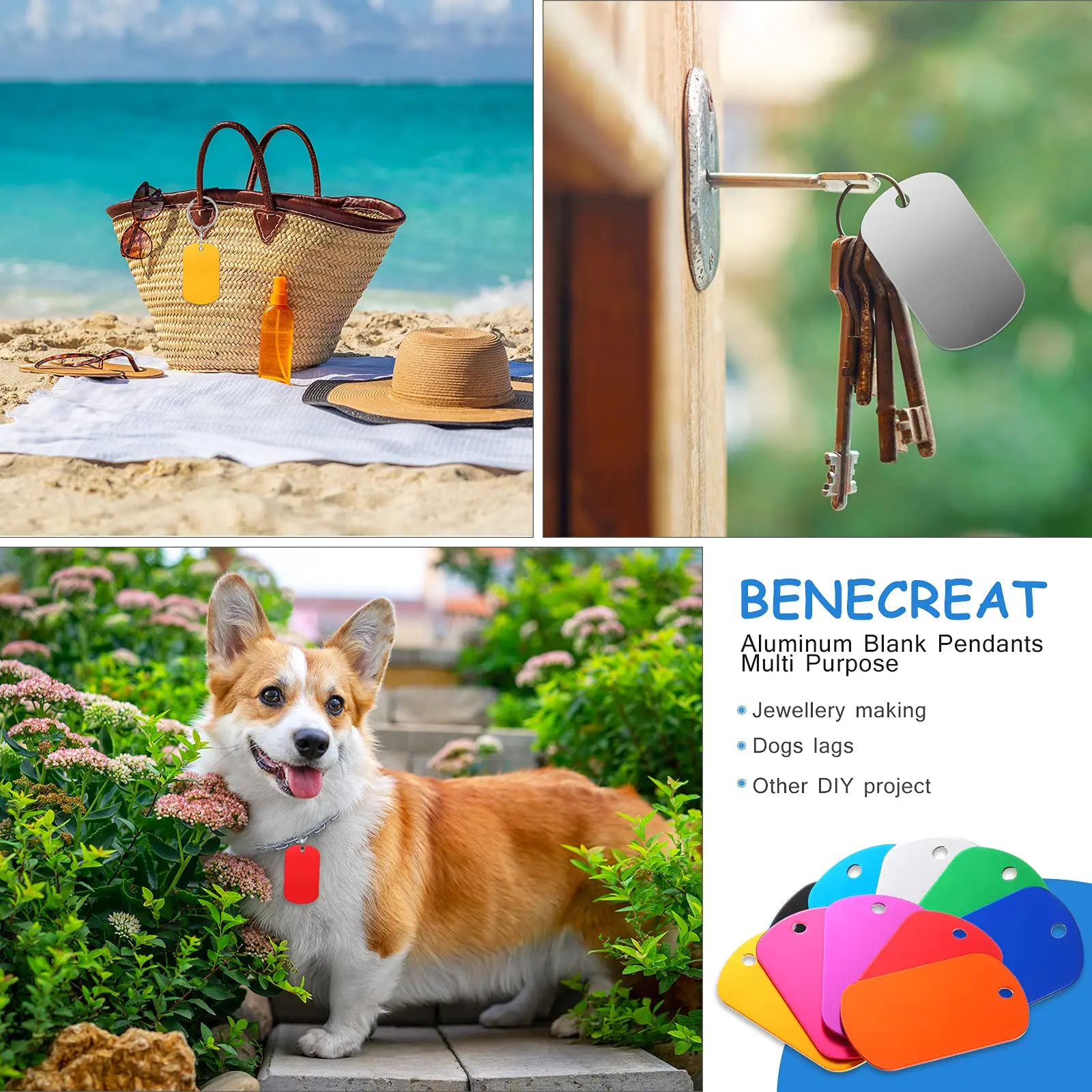 Wholesale Custom Blank DIY Craft Pet ID Tag Pendant Dog tag Aluminum Stainless Steel Metal Dog Tags with Chain