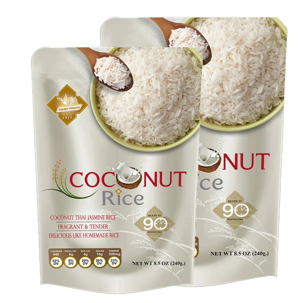 Ready to eat meals - Coconut Rice Thai Jasmine Rice Pack in Pouch 240g Instant Meal Microwave Ready to Eat Product form Thailand