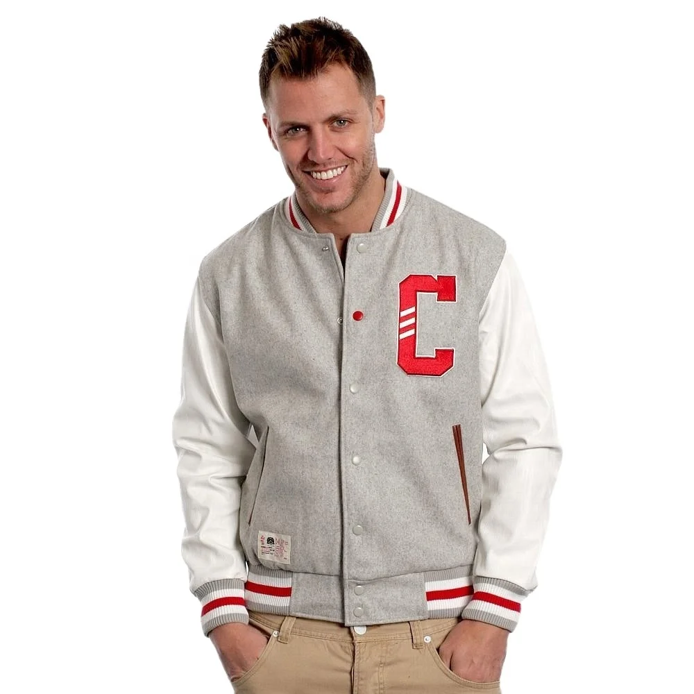 Custom embroidery logo winter bomber baseball varsity jacket leather sleeves letterman varsity jacket for men
