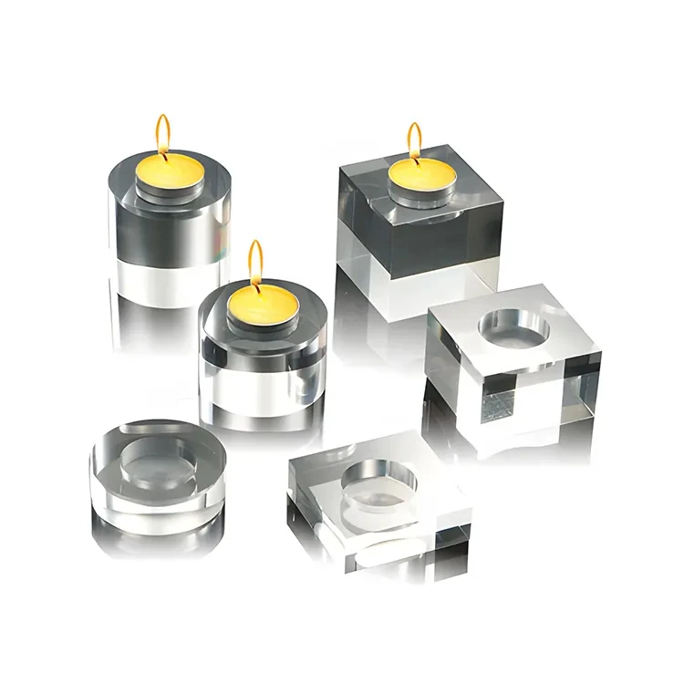 Hex Large Crystal Tea Light Candle Holder Acrylic Candle Stand