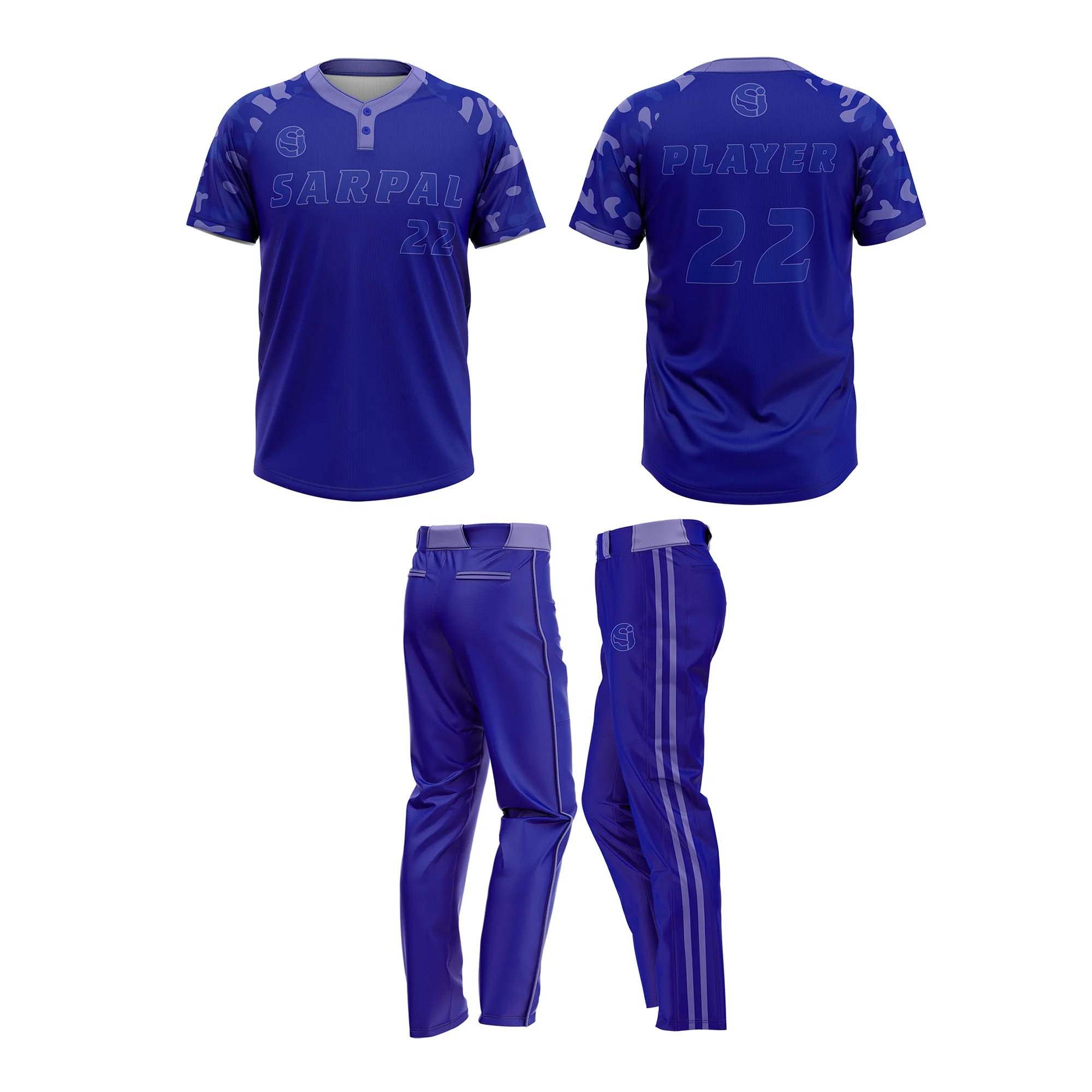 Unisex Professional Custom Made Sportswear Light Weight Two Button Jerseys Baseball Uniform Plus Size Sets