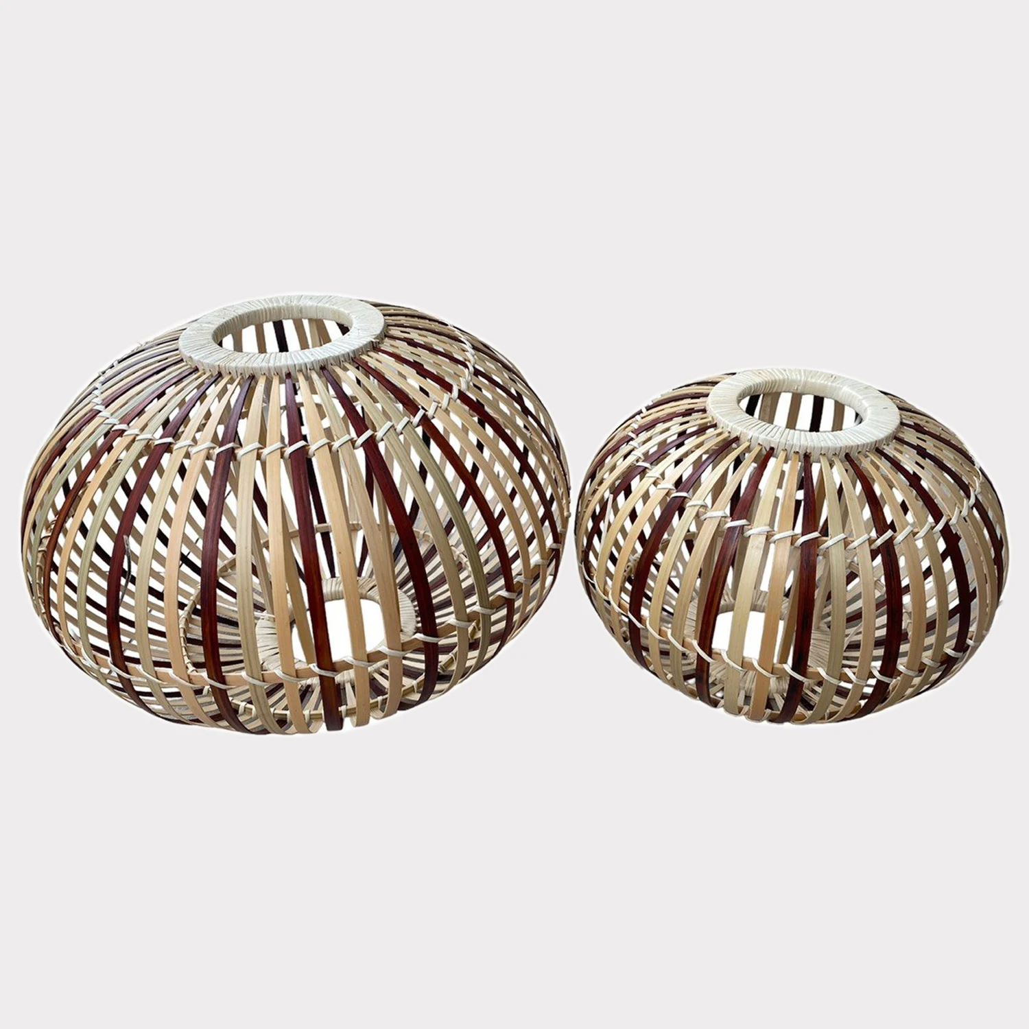 Round Natural Rattan Wicker Vintage Lampshade Bamboo Hanging Lamp Shade Cover Frames Wholesale Chandeliers Pendant Lights
