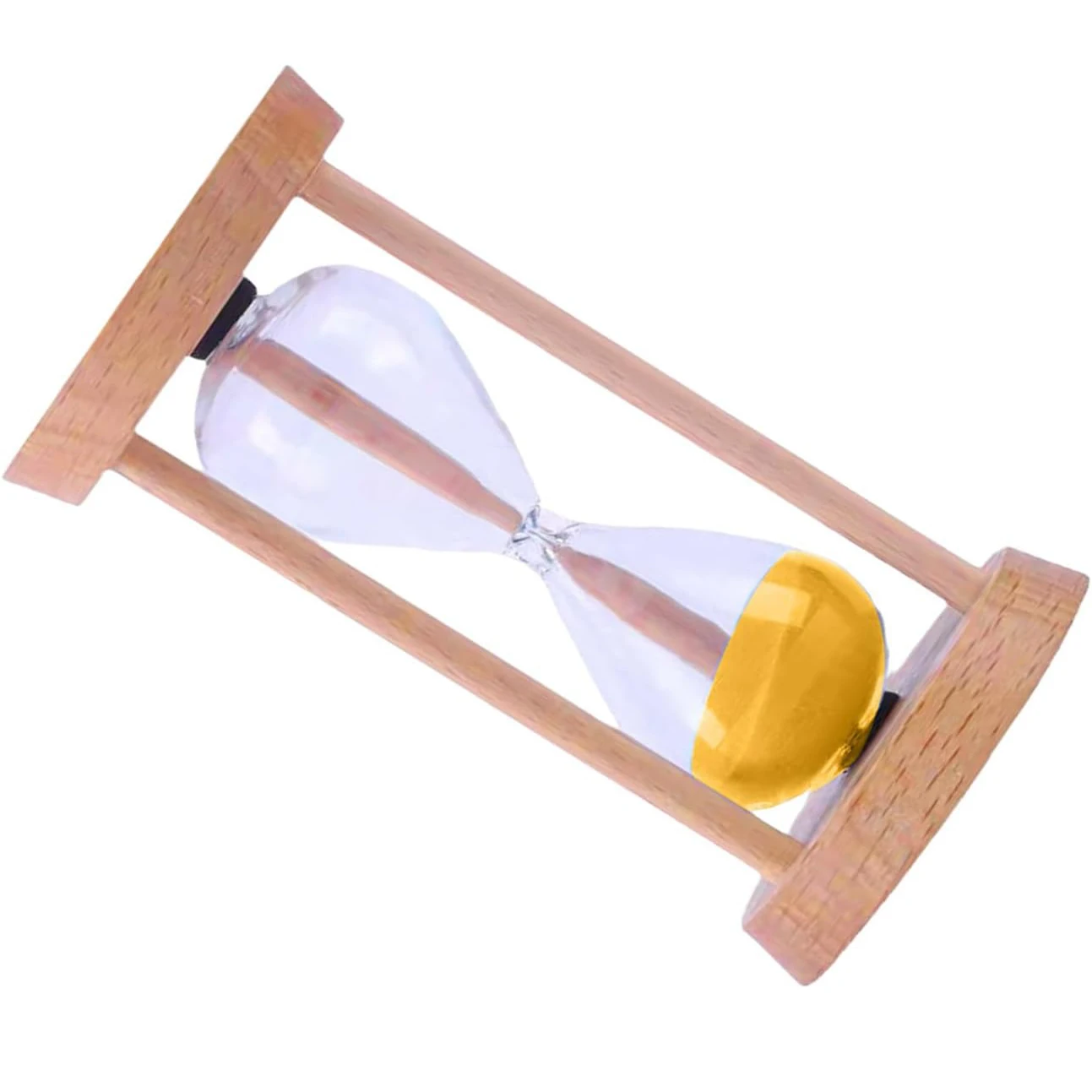 Wooden Hourglass Timer Sand Clock 5 Minutes & Metal Sand Watch 5 Min, Brass Hour Glass Sandglass for Home Desk Office