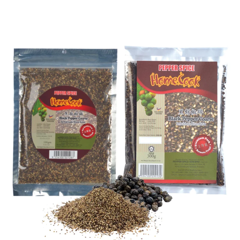Best Selling Premium Quality Coarse Black Pepper 300g Bulk Style Black Pepper Crushed Ground America Export Standard Seasoning