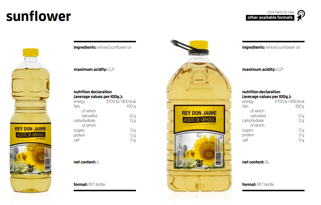 pleasant refined sunflower oil in big formats for cooking