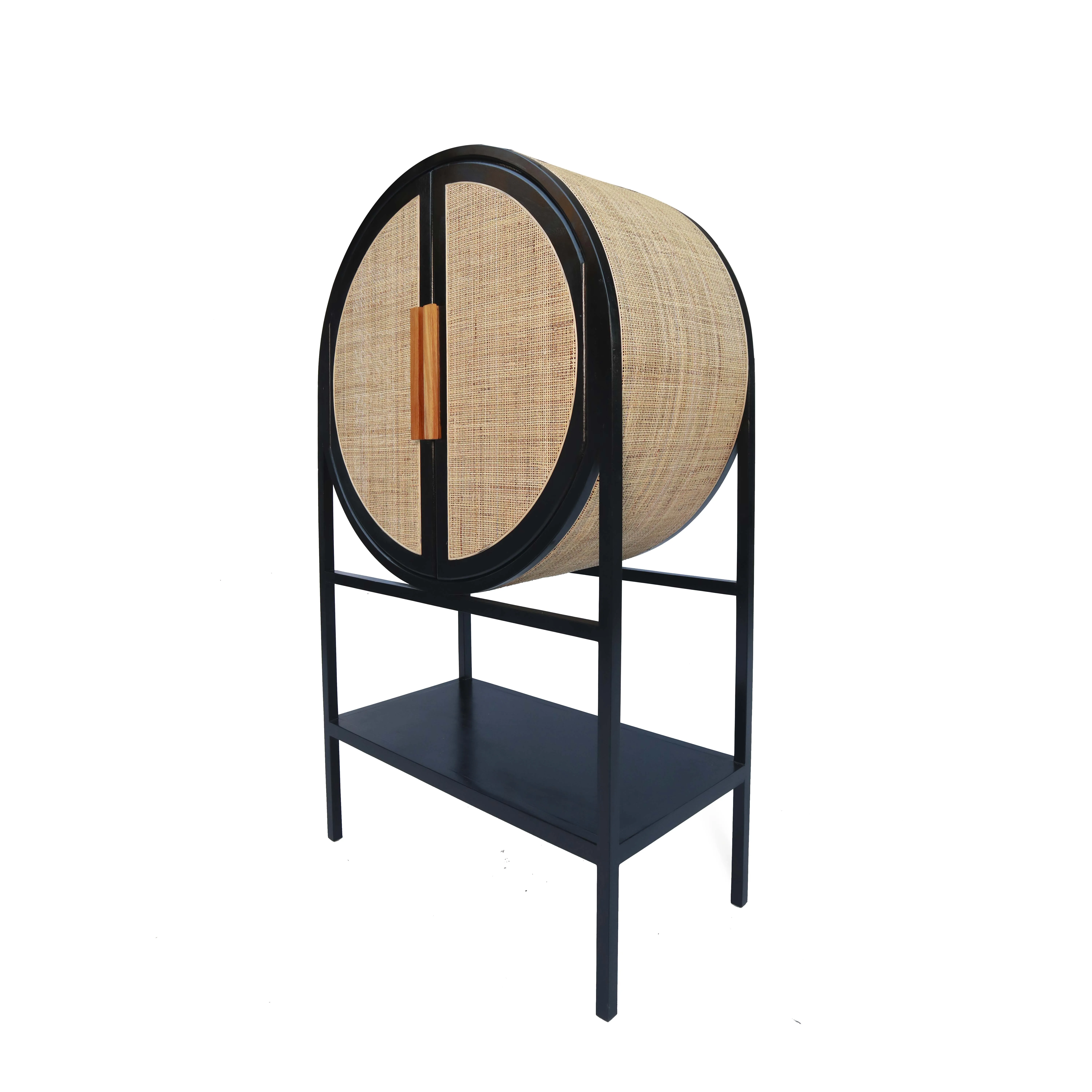 High-Quality Modern Style Round Rattan Rack stand Storage Rattan woven Storage Basket Multi Organizer Rack For a home with Solid