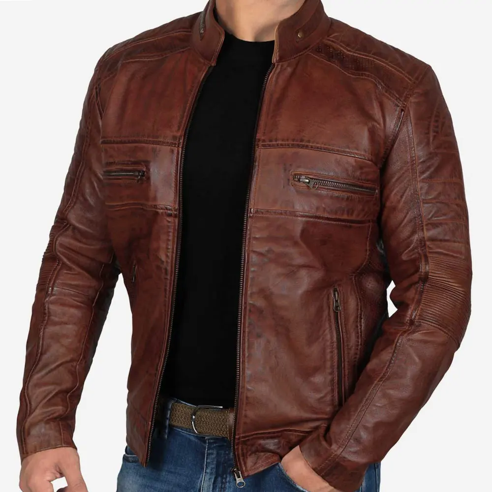 Different Colors Available In Best Selling Price Leather Men Jacket Outdoor Use Leather Jacket USA 2024