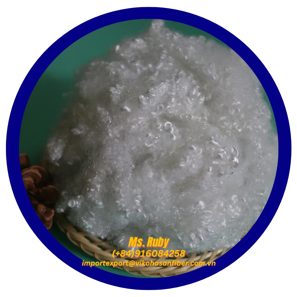 PET Flakes HCS White Grade Polyester Staple Fibers 3D Fine Hollow Low Price Manufacturer-Vikohasan Stuffing Pillows Clothes Toys