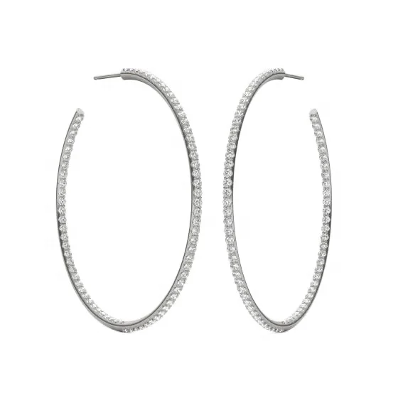 Серьги-кольца из белого золота 18 карат для женщин