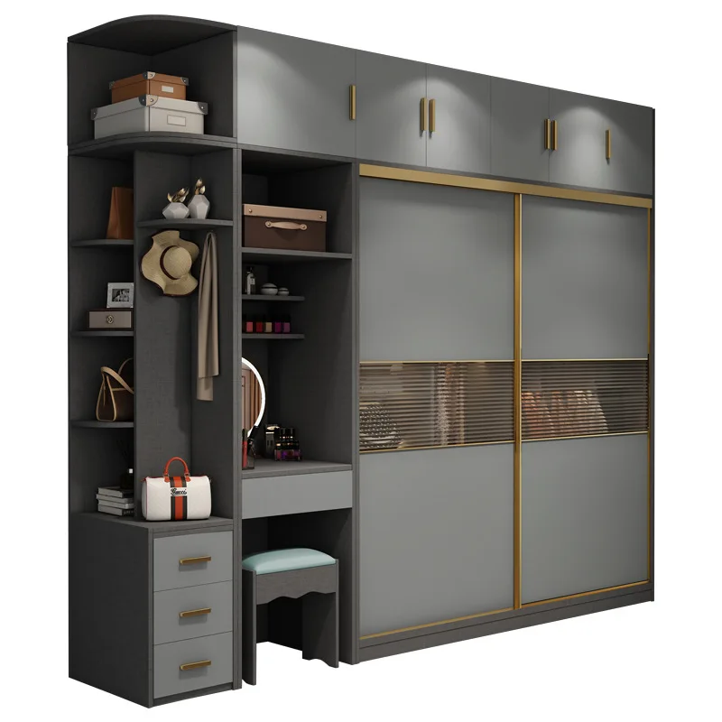 Modern Design Wardrobe Combination With Dressing Table Side Cabinet Home Bedroom Storage Cabinet Closet Cloakroom
