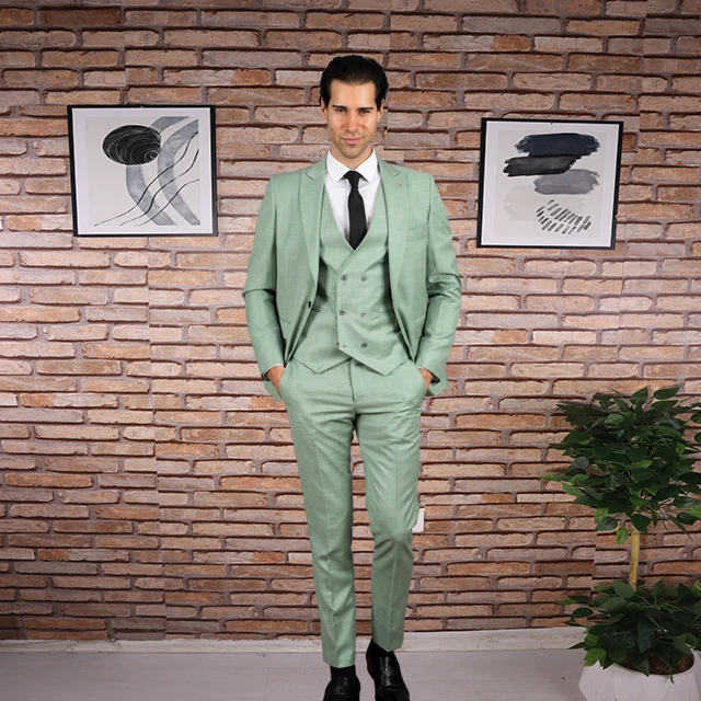 Cool Green Men Suits 3 Piece Slim Fit Wedding Groom Party Wear Coat Pant,Summer Winter Suit Formal Suit Business Set