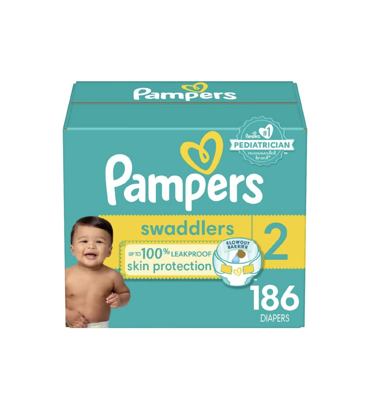 Pampers Swaddlers Diapers, Size 1,2,3,4 One Month Supply (198 Count), Ultra Soft Disposable Baby Diapers
