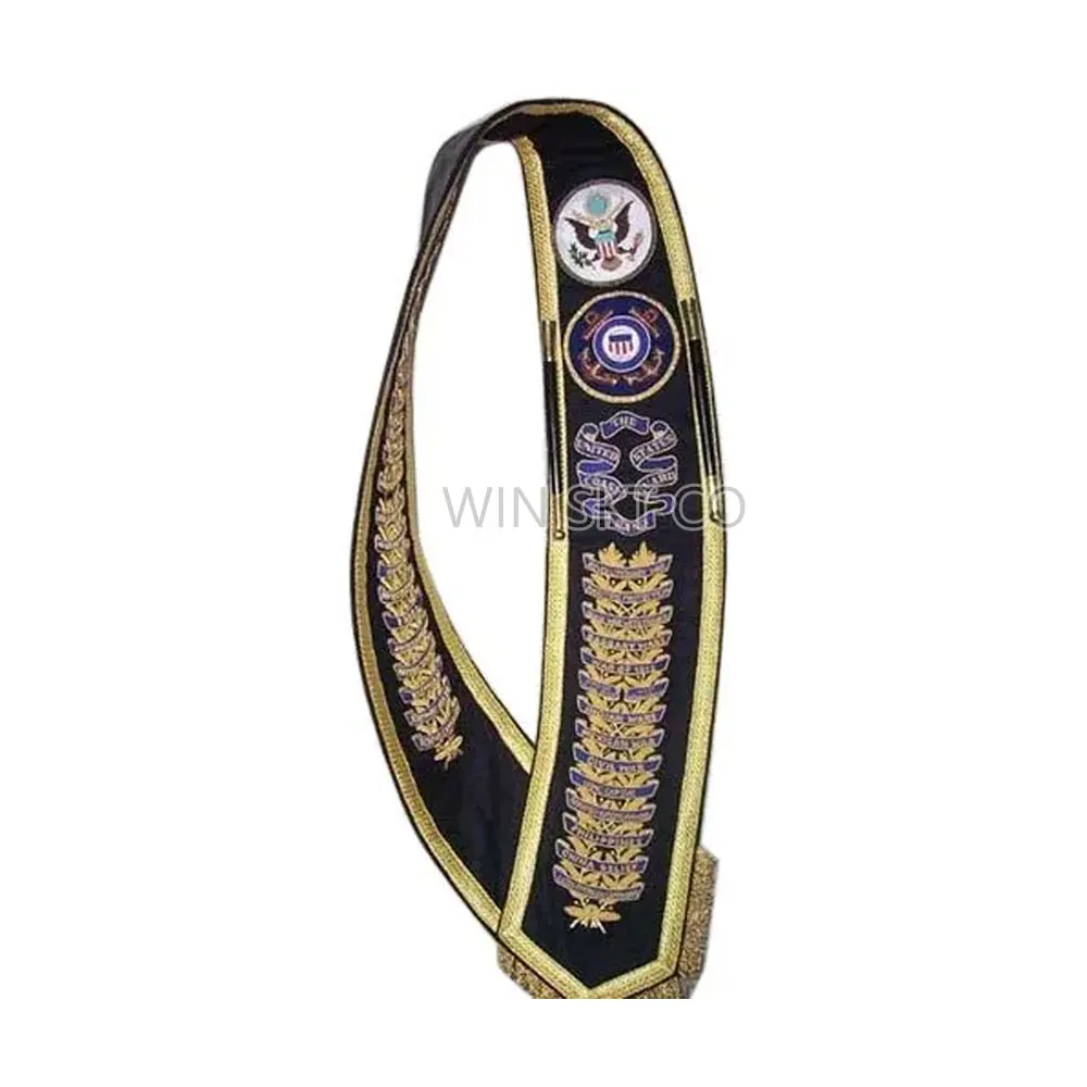 Masonic Collar Band Uniform Sash Regalia Sash Top Selling Custom Made Band Uniform Sash