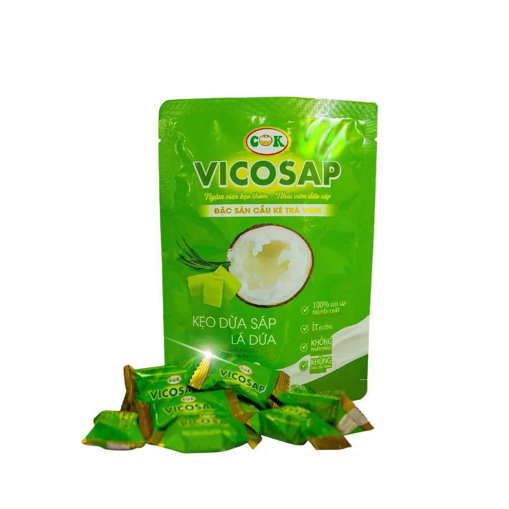 Кокосовые спортивные конфеты хорошего качества лист пандана Vicosap макапуно Кокосовая конфета мешок вьетнамский производитель