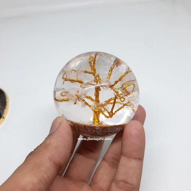 Wholesale Clear Crystal Quartz Tree Orgone Spheres Semi-Precious Stone Craft Gemstone Balls Unique Gifts and Decorations