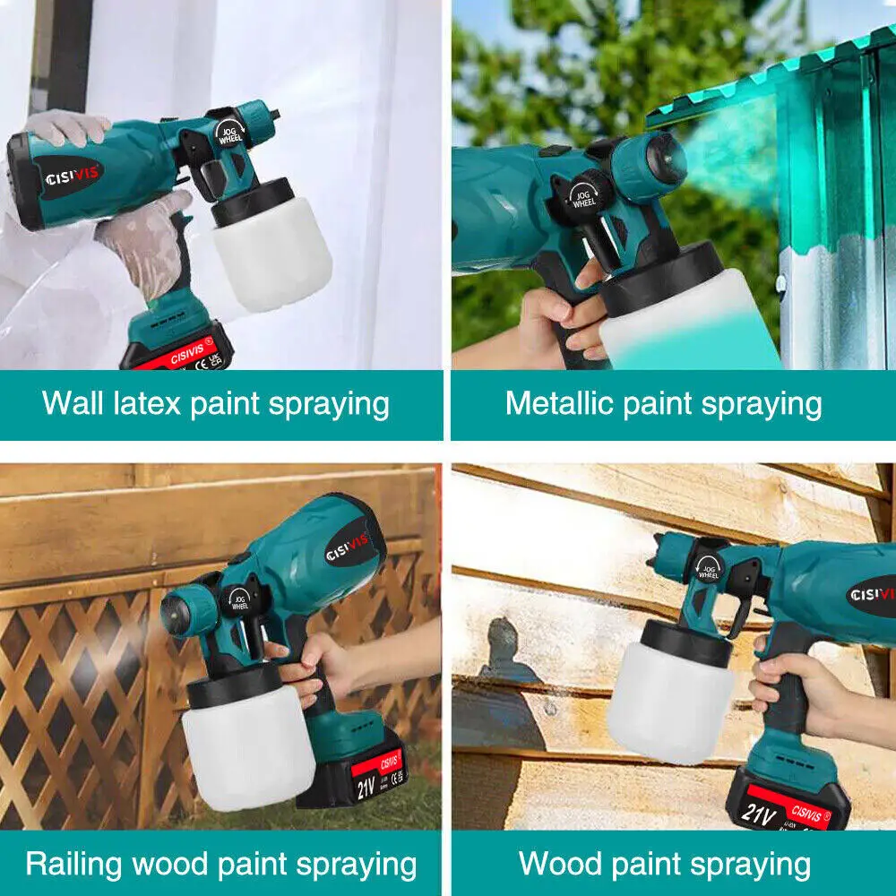 21v Electric Cordless High Pressure Hvlp Spray Gun With Battery And Charger Electric Paint Power Sprayer Gun For Home Interior