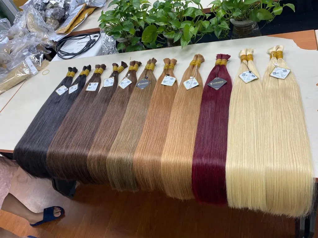 High quality Bulk coleta straight colored hair cabello humano 8 to 30 inches Cuticle Aligned Russian Hair Extensiones Aliexpress