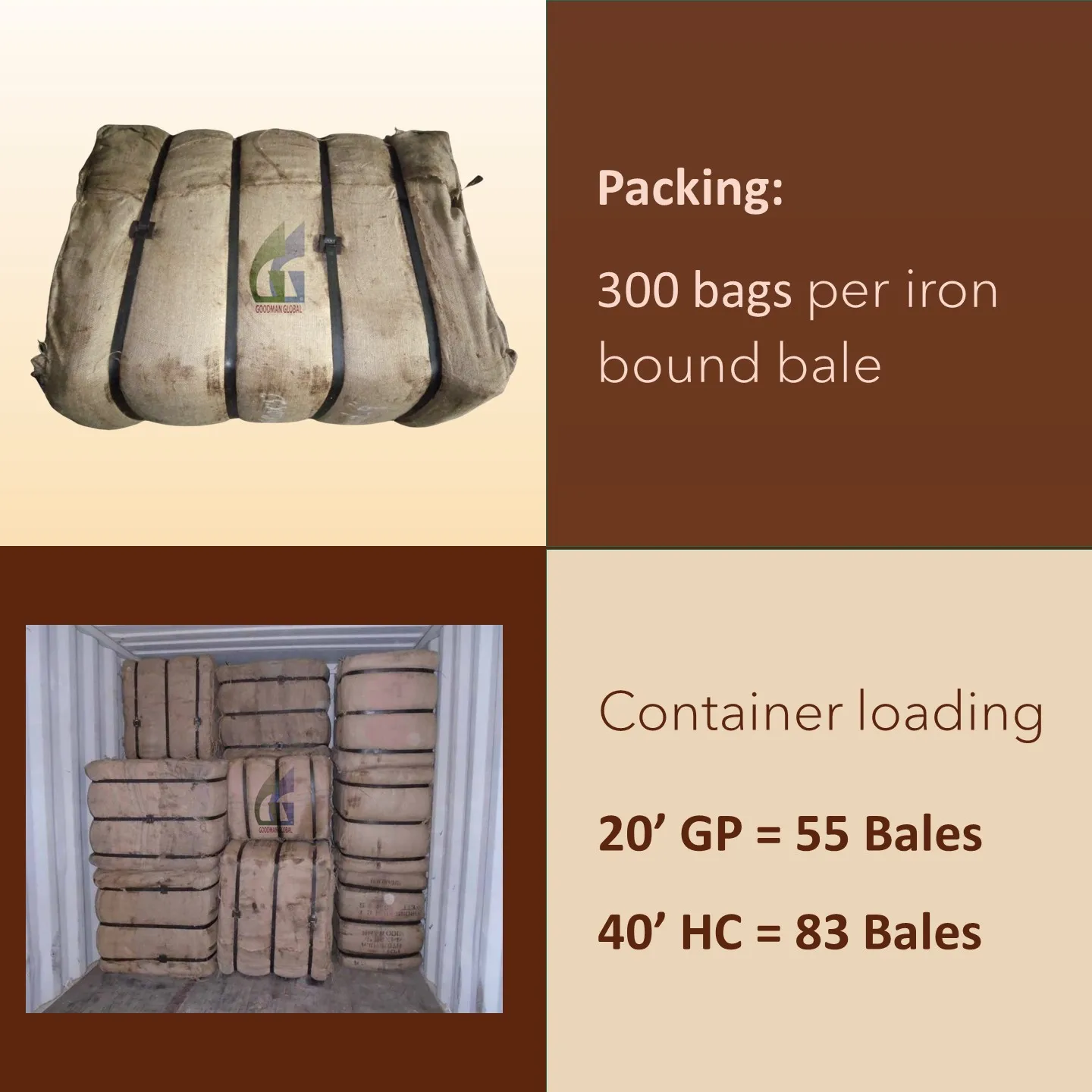 120x70 cm 1020g natural jute gunny sack for wheat corn barley Agricultural packing manufacturer Goodman Global Bangladesh