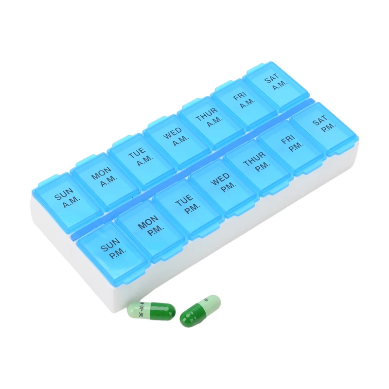 Weekly Pill Box am/pm Pill Organizer box for 7 Days 14 Compartments pill packaging box