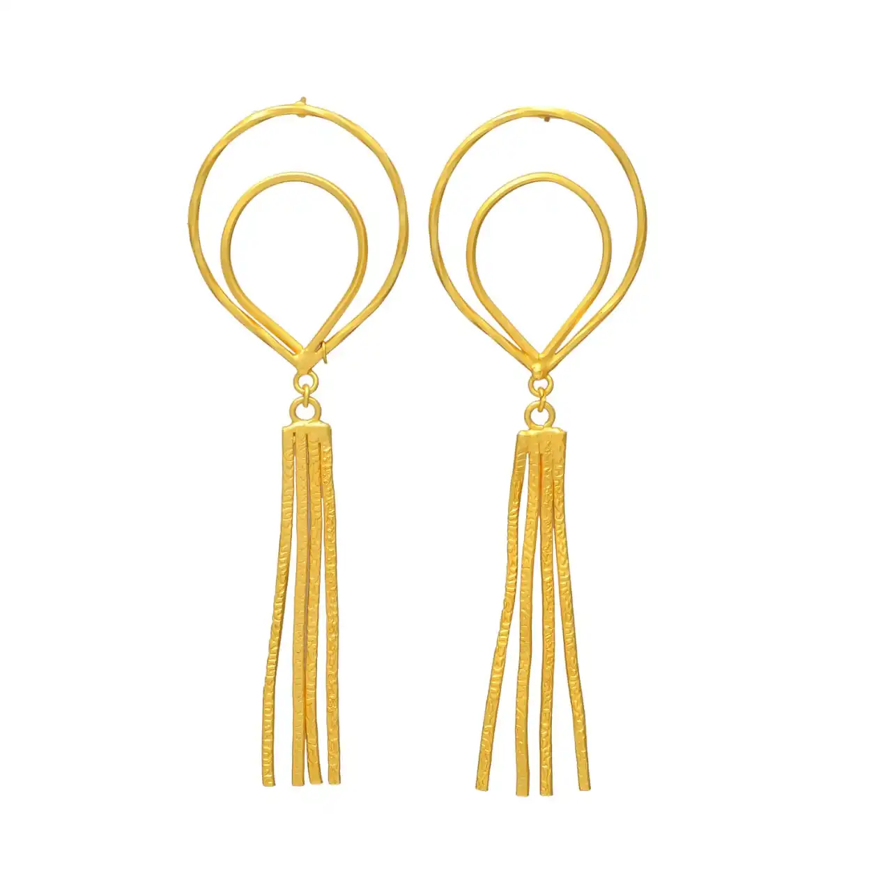 exquisite Golden Fringe Delight earrings, gold plated earrings with fringes for woman