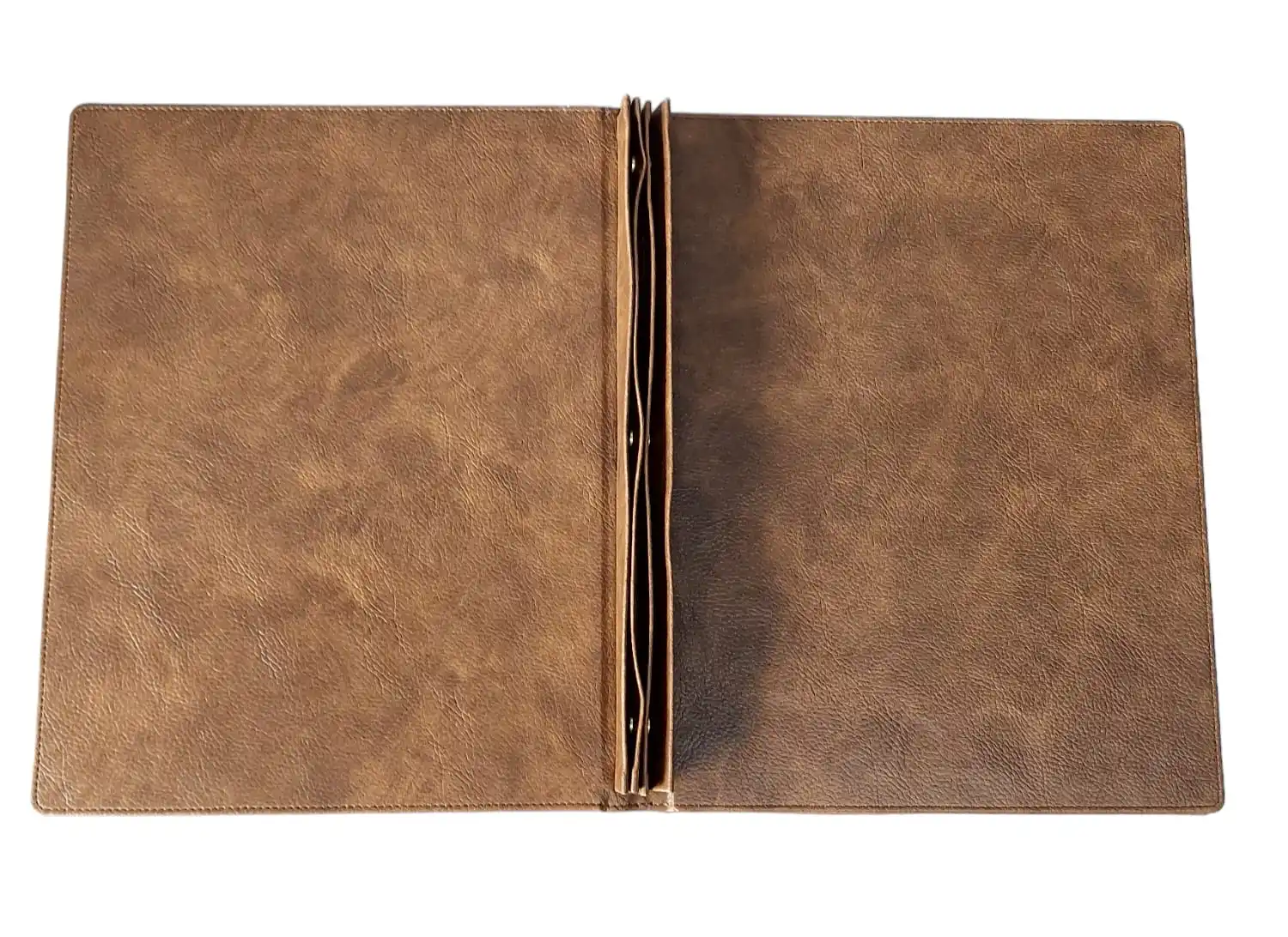 Wooden new design menu folder with beautiful design and logo engraved inside leatherette material with 3 screws