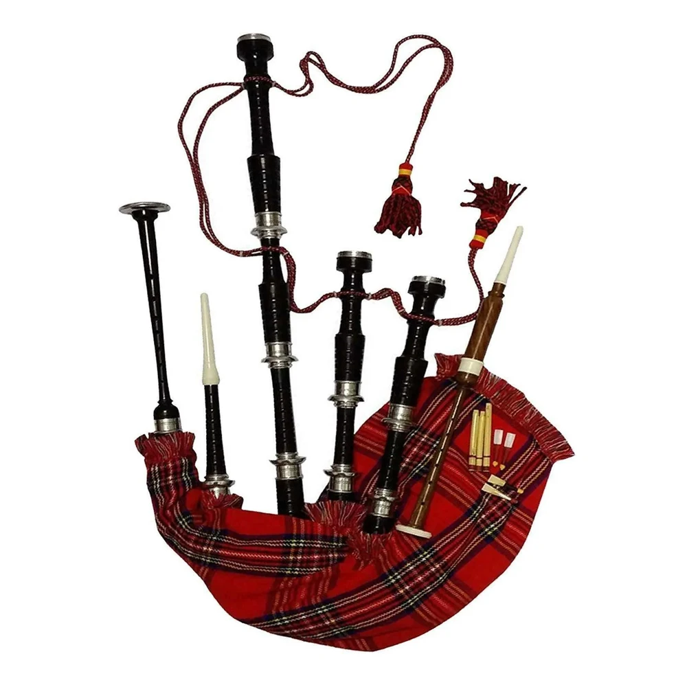 Full Size Scottish Black Wood Bagpipe High Quality Scottish Highland Bagpipe Black Rosewood Irish National Tartan Bagpipe