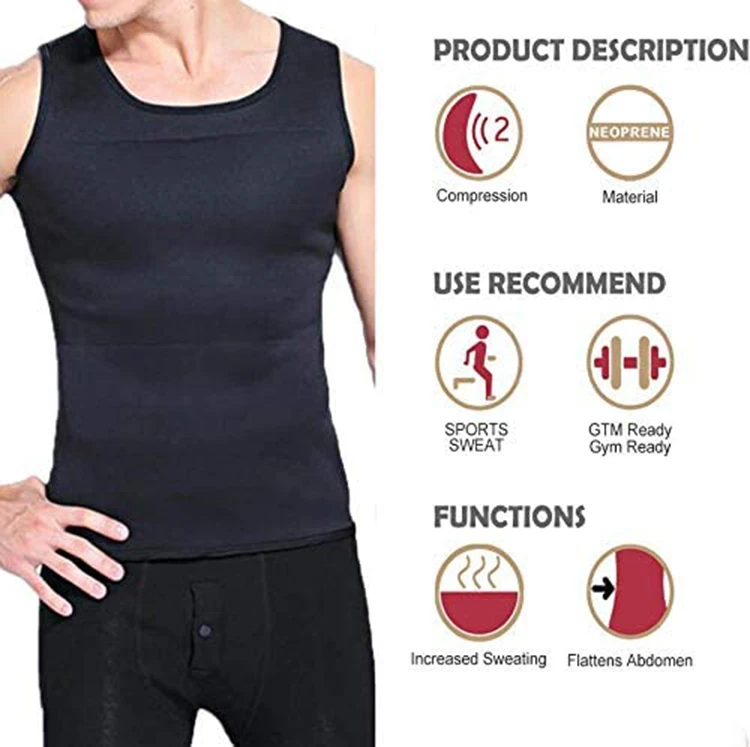 Hot Selling Mens Sauna Sweat Weight Loss Vest for Men Waist Trainer Sauna Tank Top