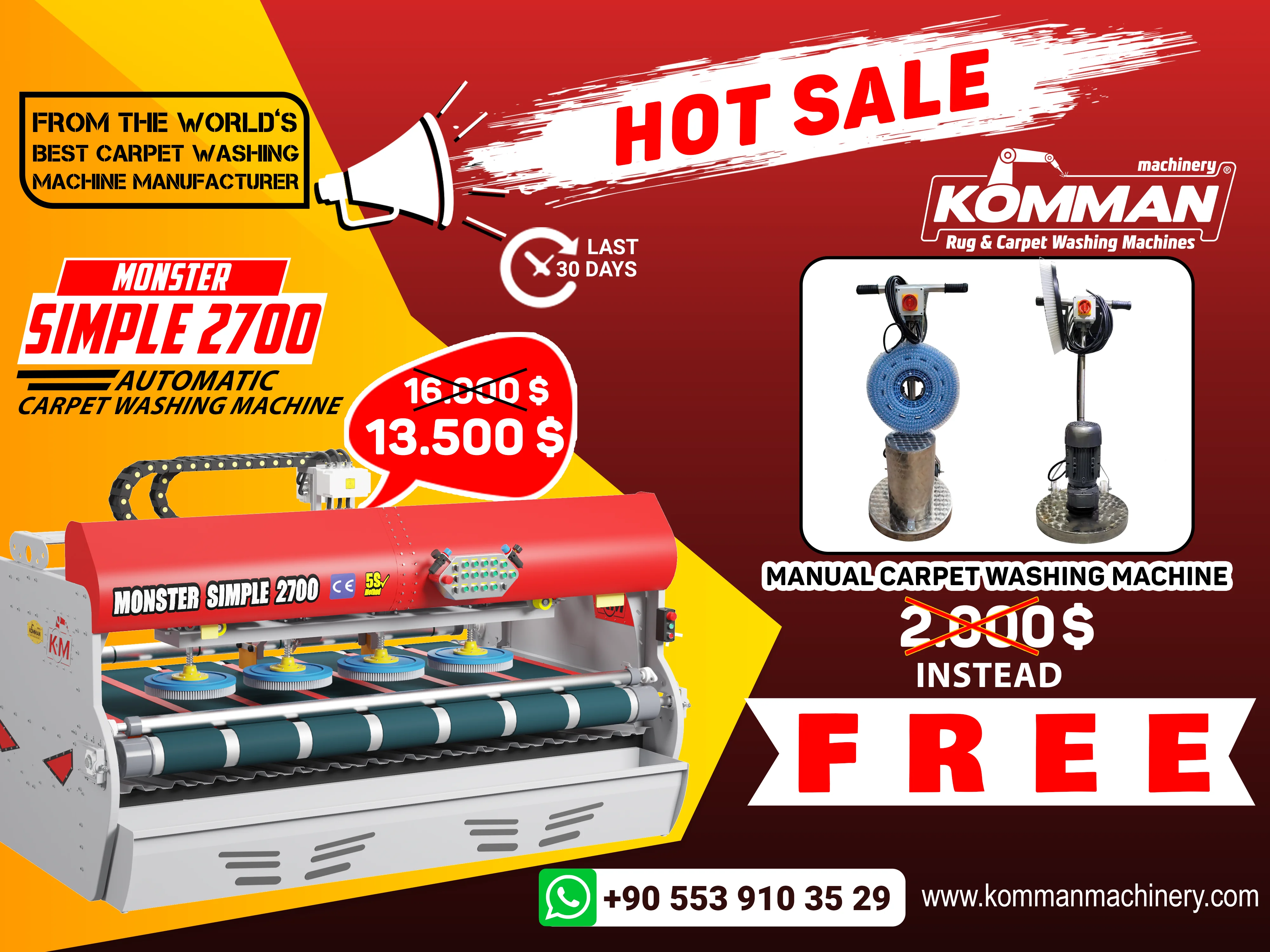 Full Automatic Carpet Washing Machine Monster Simple 2700 Green