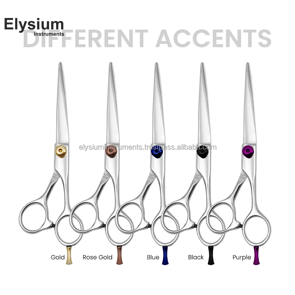 Gold Accent Stainless Steel Hair Cutting Shears, Hairdressing Salon Professional Barber Scissor Factory OEM with Custom Logo