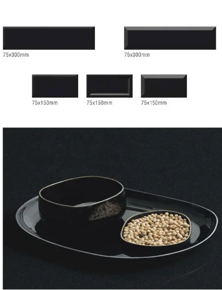 Black Glossy Tiles For Kitchen & Room Decoration Uses Tiles Subway Tiles 4X12 Size  Manufacture in good price from India