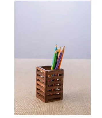 Wooden pen holder office retro stationery pen holder wooden pen holder