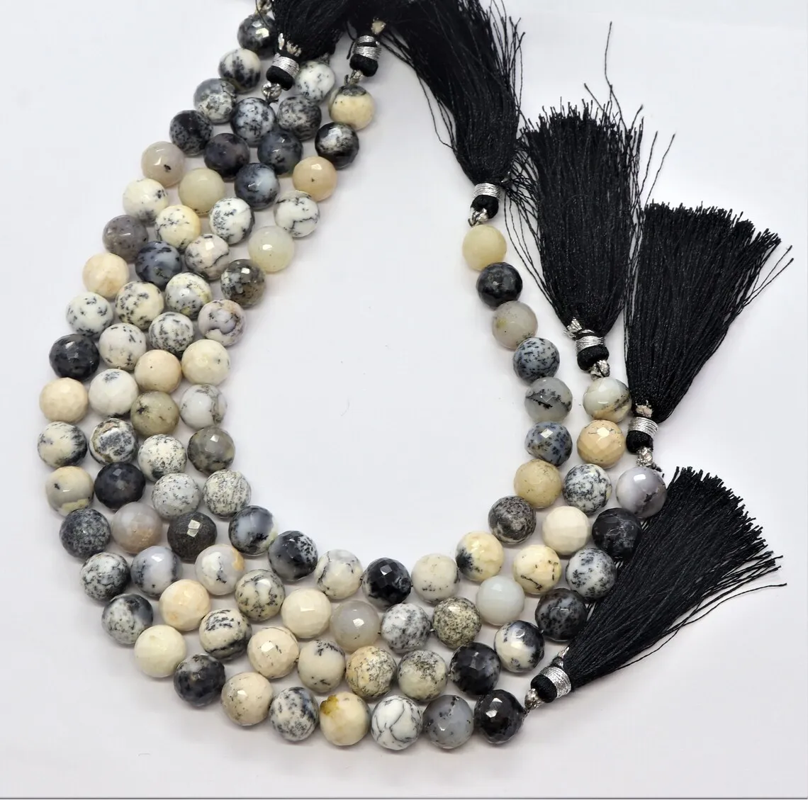 Natural Dendrite Opal Faceted Round Gemstone Beads Strands 6-8mm Loose Beads For Jewelry Making At Wholesale Price From India