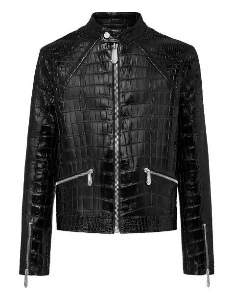 Men New Crocodile Skin Biker Style Leather jacket Fully Customized With 100% Pure Original Sheepskin Front closures Style Zipper