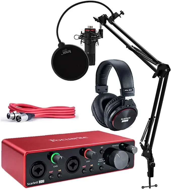 Скоростной вендинг Focusrites Scarletts 2i2 Studio (2-3-е поколение) USB аудио интерфейс и записывающий пакет с