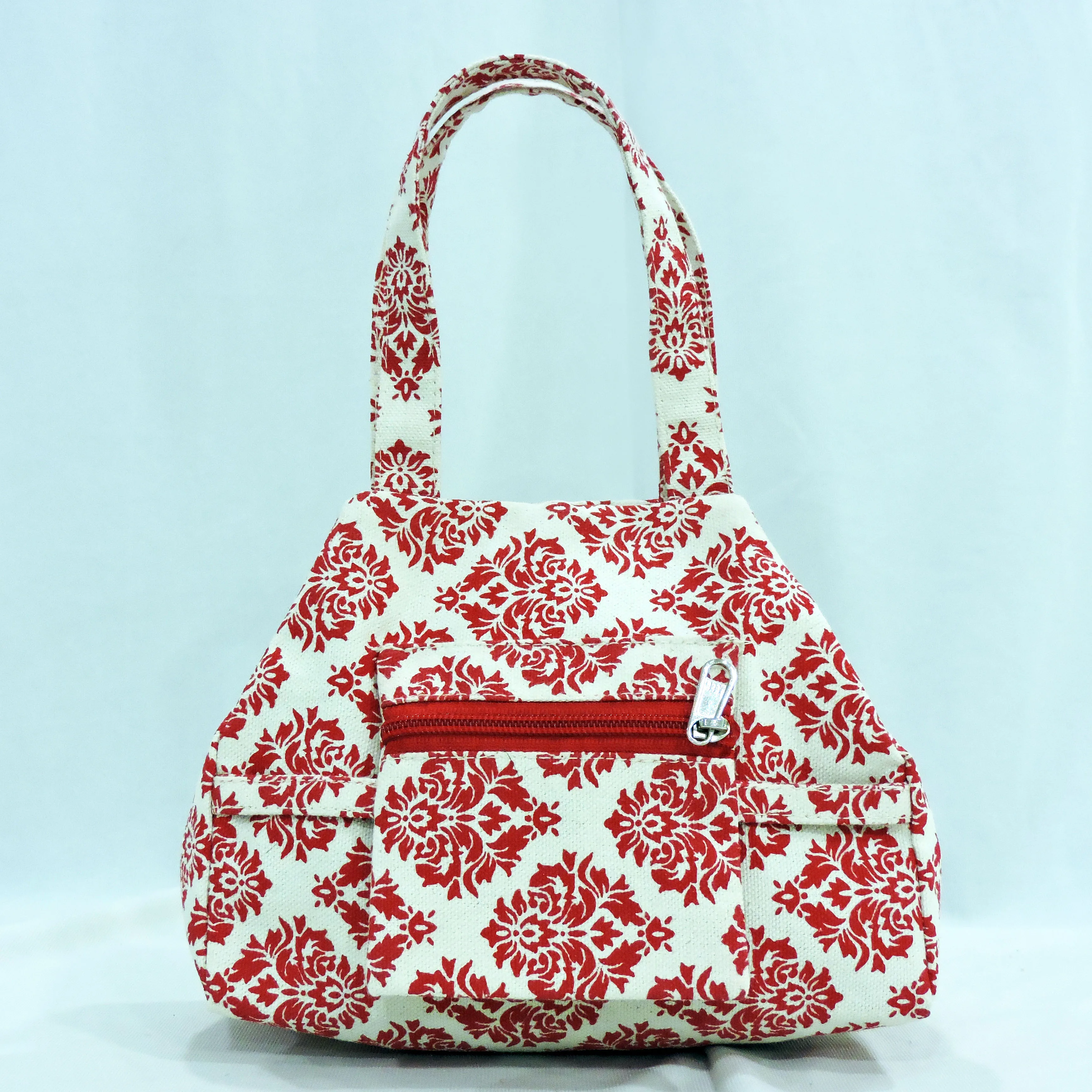 Canvas bag will all over nice fashionable Printing novation bag cheap price high quality product with front zipper pocket