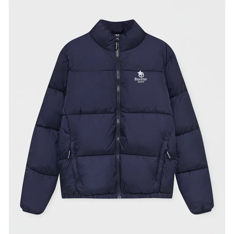 High Quality Size Silk Premium Custom Made Warm Down Plain Dyed Bomber Jacket Waterproof Puffer