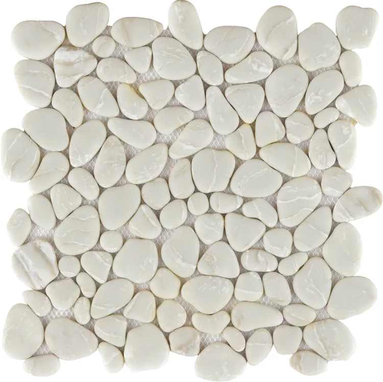 China Made Feature Wall Grey Pebble Recycled Glass Mosaic Wall Tiles glazed carrara floor tiles