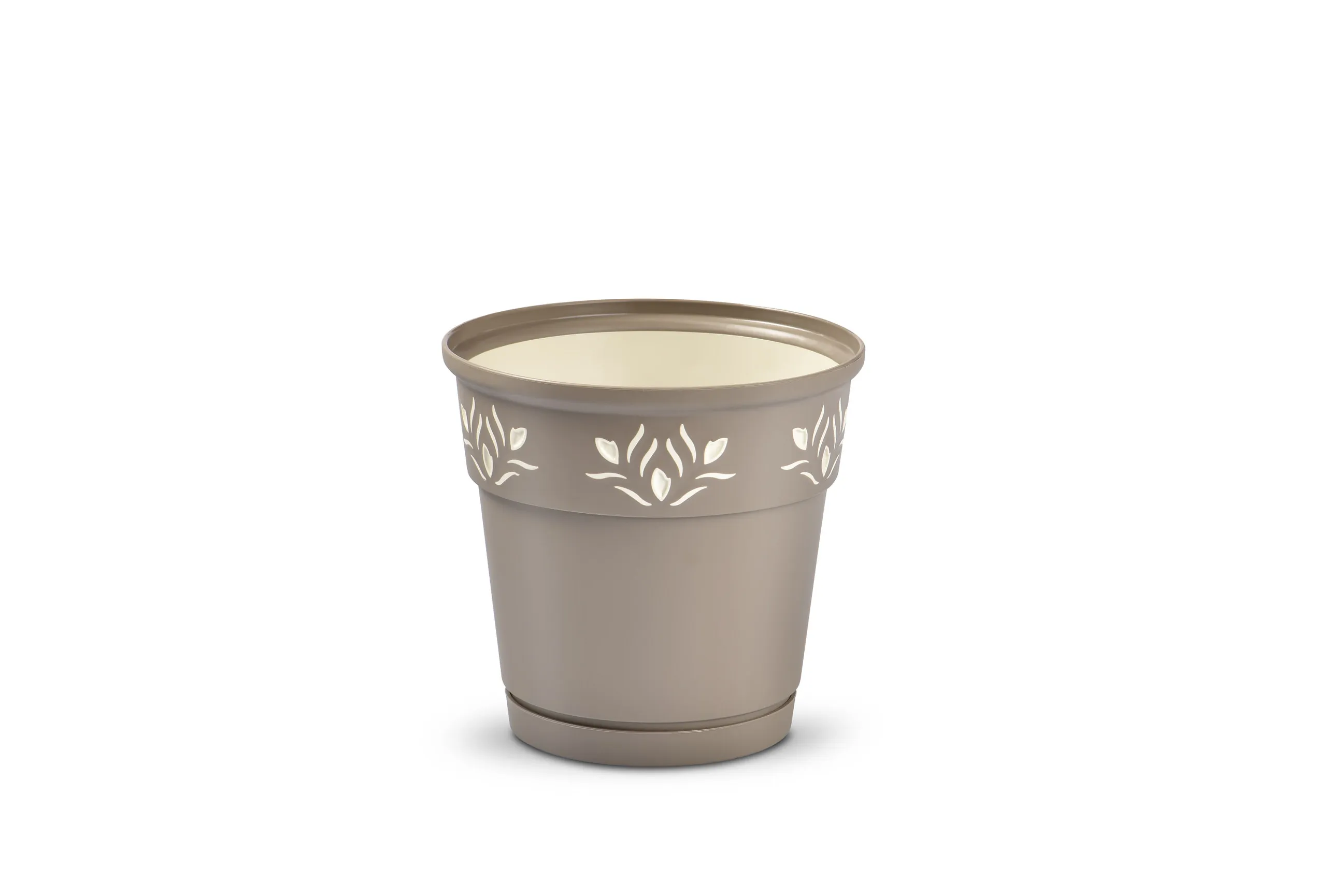 1,25 LT RED Durable Decorative Plastic Flower Pot with Elegant Cutout Design for Indoor Outdoor Use Lightweight Plant Container