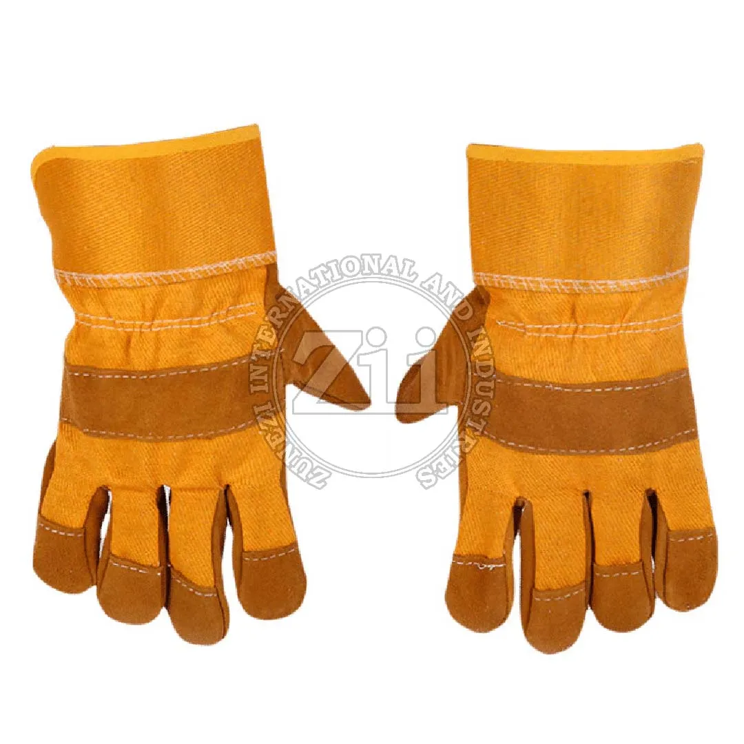 High quality cowhide canvas stitching gloves leather double skin Welding gloves for electric welding Heat insulation fire