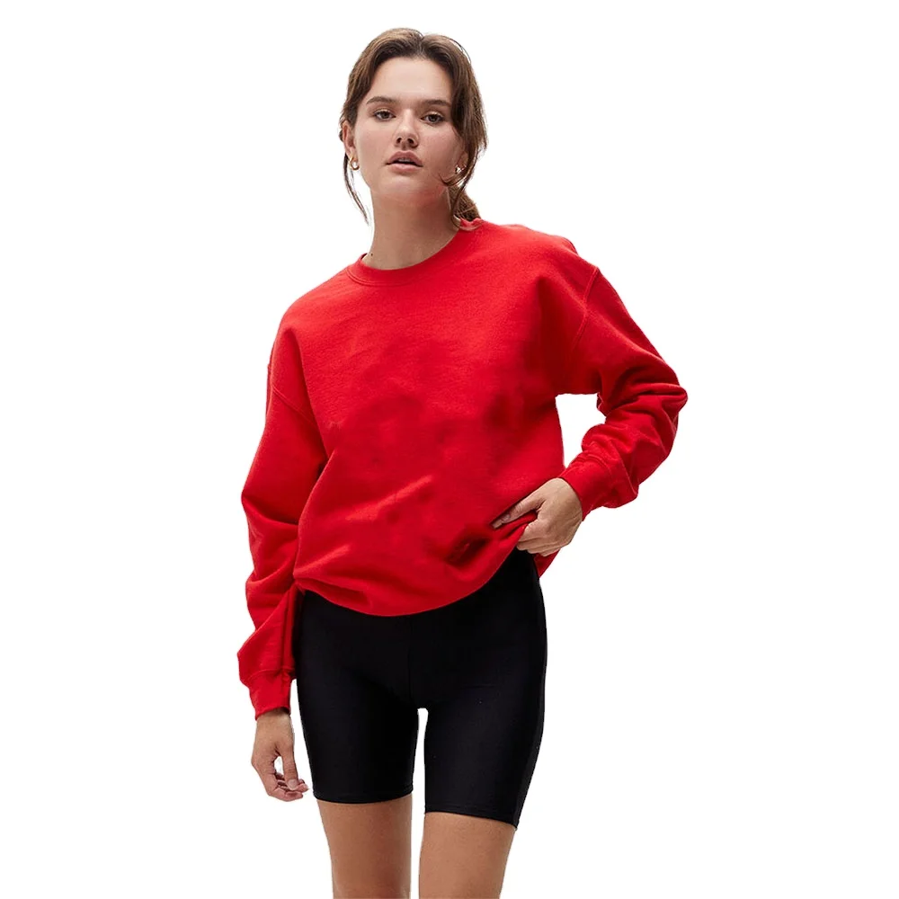 Red solid Custom Women Stylish Pullover custom no Sublimation Sweat Shirts Without Hood Design Factory Price Wholesale Casual