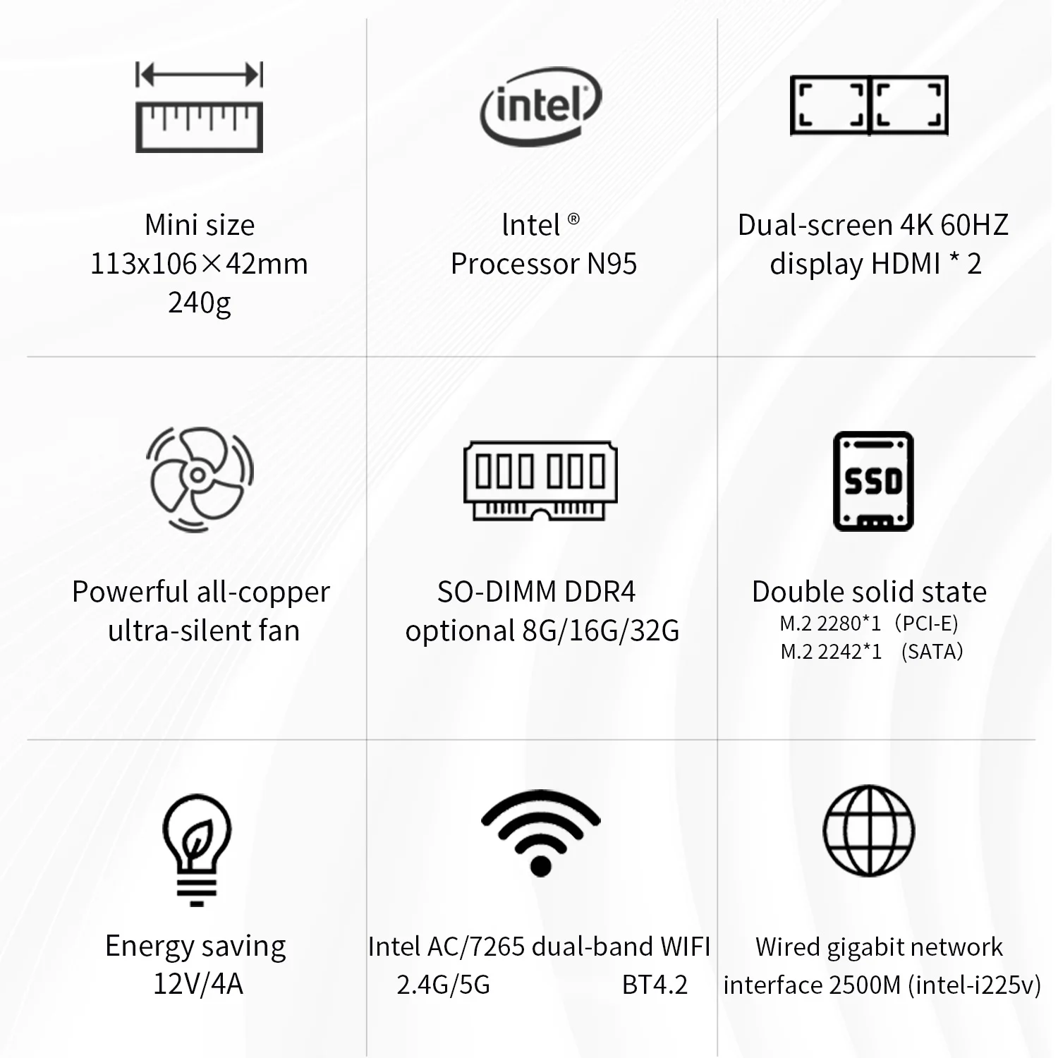 Factory Mini Computer 12th Gen High Performance NK95 Mini PC Intel Alder-N Lake N95 Mini PC For Gaming