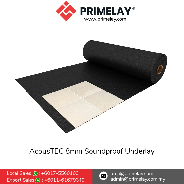 High Density Excellent Durability Rubber Flooring Accessories 8mm Soundproof Underlay | AcousTEC 8 Rubber Underlay Roll