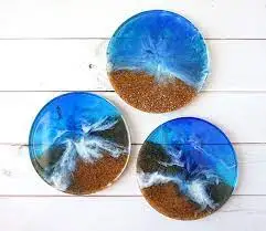High Premium Quality Epoxy Resin Coasters Set With Ocean Effect Decorative Gift Drinkware Cups Tea And Coffee Coasters