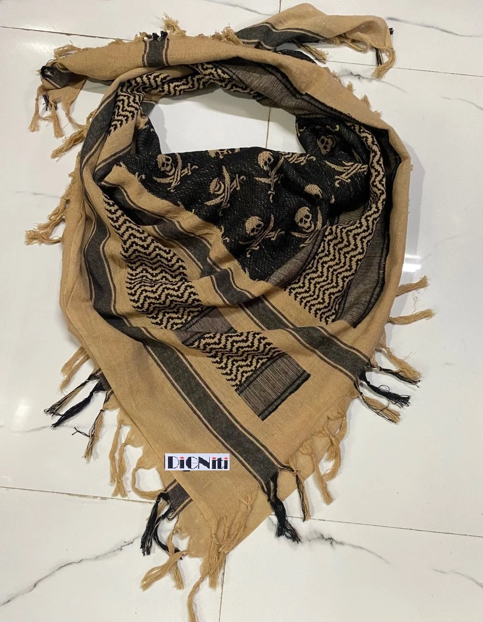 Tactical Scarf Shemagh Desert Scarf in Skull and Sword design cotton camouflage combat head wrap Arab plo scarf