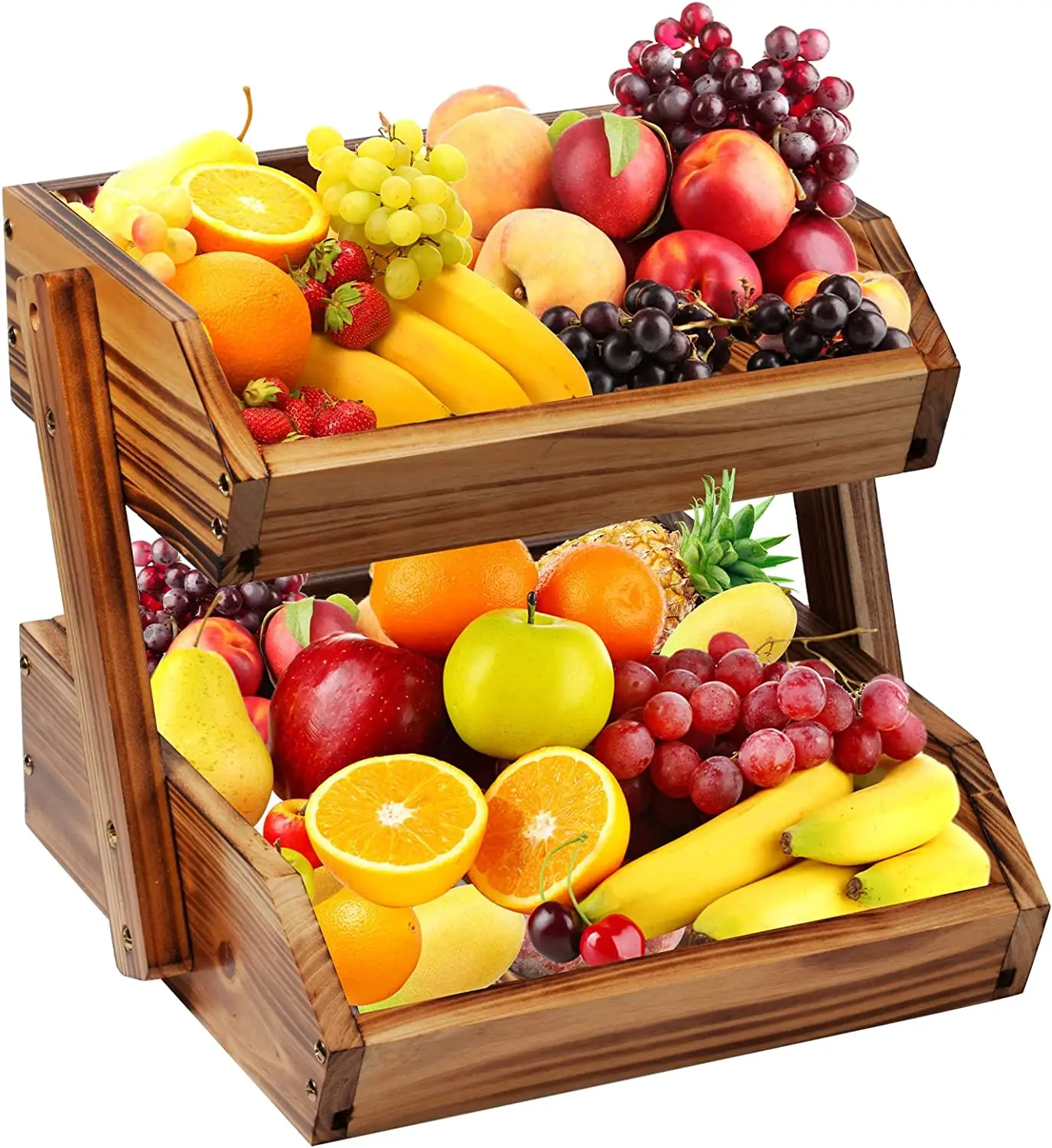 Wooden Vegetable and Fruit Food Storage Rack Wooden Kitchen Storage Basket Bread Pastry Storage Basket Wholesale Home Decor Wood