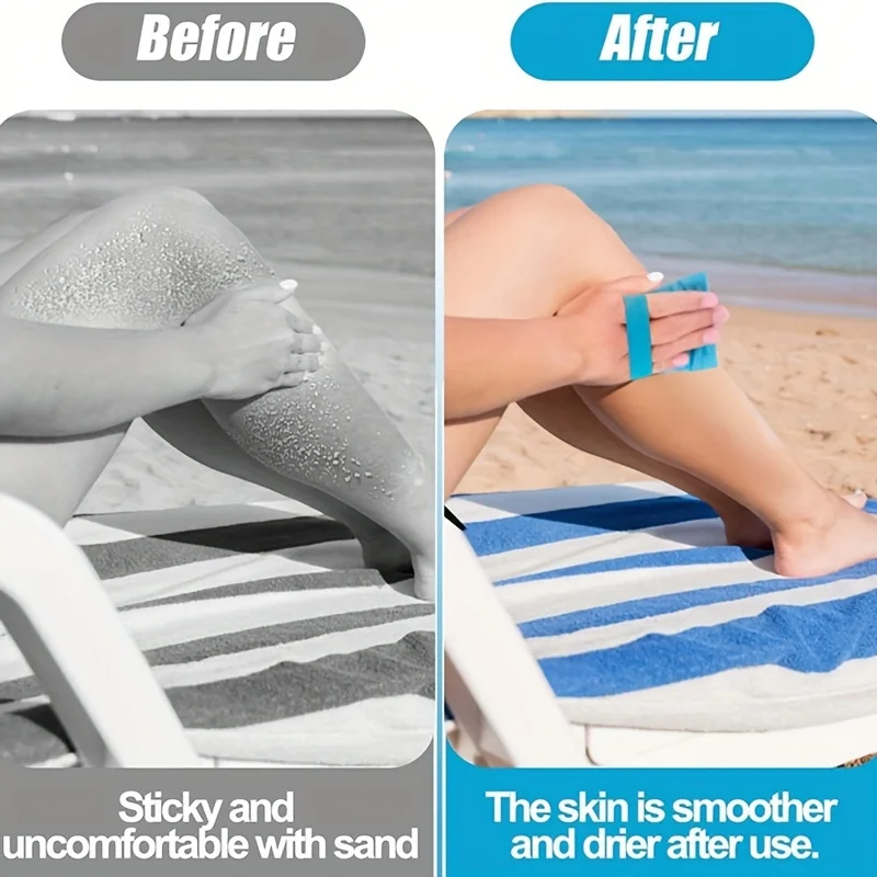 Outdoor Seaside Cleanup Beach Sand Removal Bag Polyester Fiber Powder Pouch Soft Wipe Brush Vacation Camping Essentials TalcFree