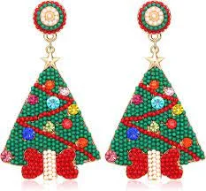 Red Pepper Seed Beads Christmas Stud Earrings Unique Design Drop Earrings for Holiday Beaded Earing Patterns Full Customized