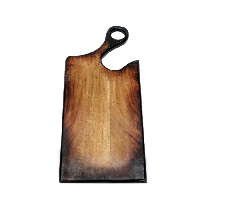 Wholesale Laser Logo Dark Light Kitchen Bulk Small Acacia Beech Walnut Olive Oak Teak Wood Chopping Cutting Board With Handle