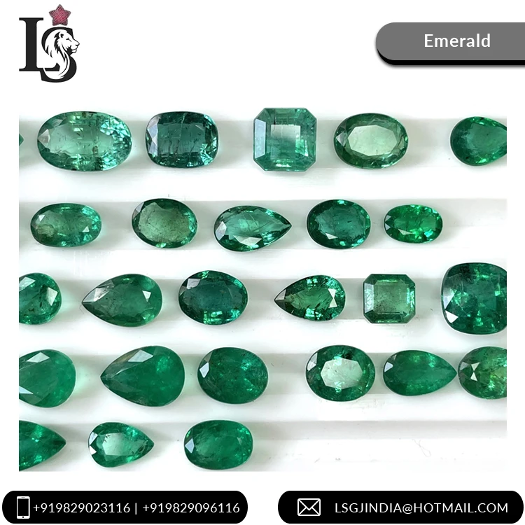 100% Natural Zambian Emerald Cut Loose Gemstone all calibrated size for Jewlery at Affordable Price