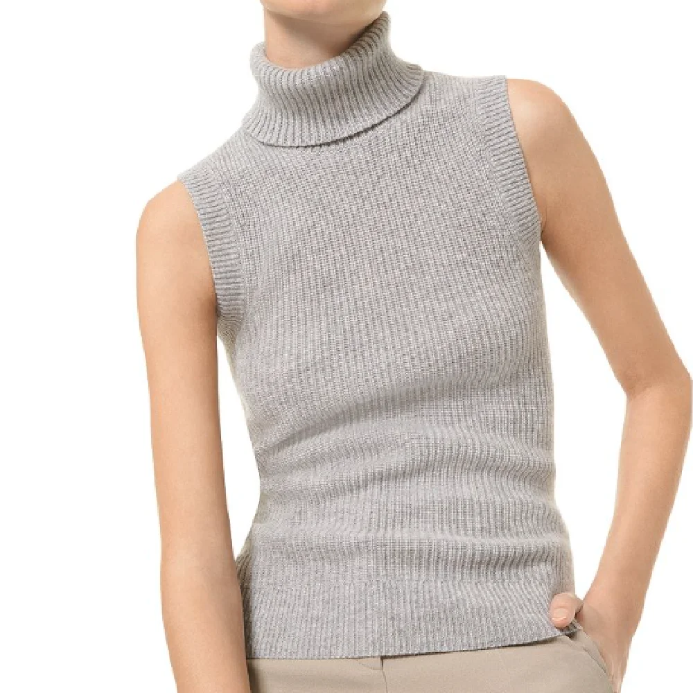 Sleeveless Customized Design Sweater Hand Knitted Multicolor Turtleneck Pullover Women Sweater Turtleneck Sweater for Women